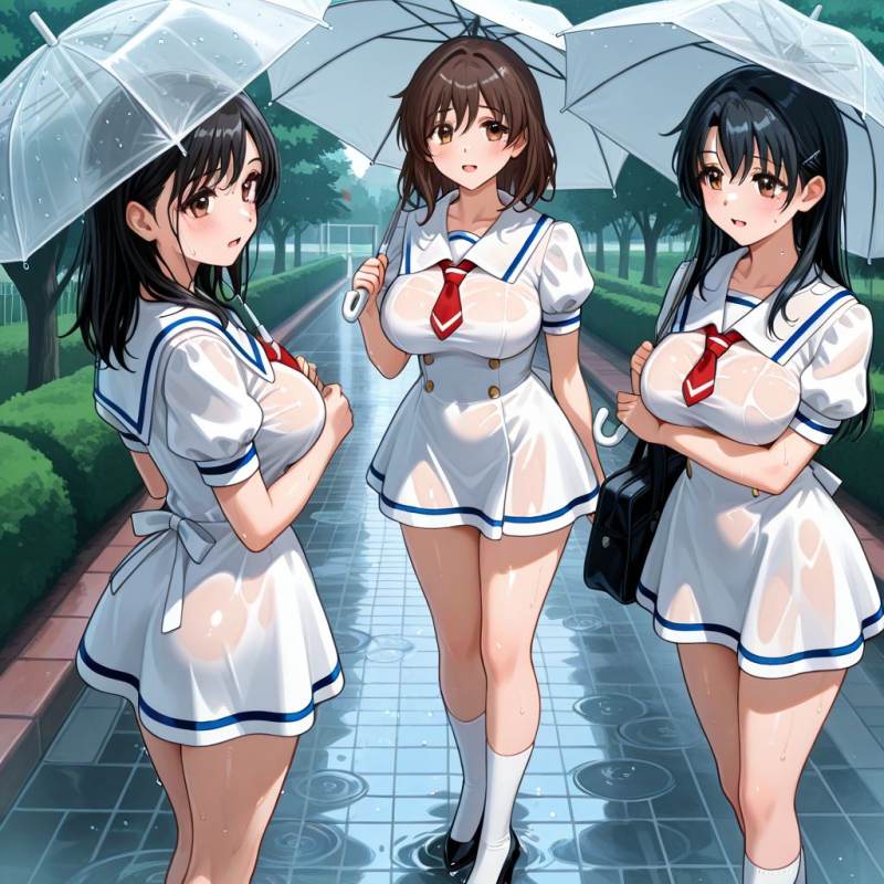 雨の日の女戦闘員たち