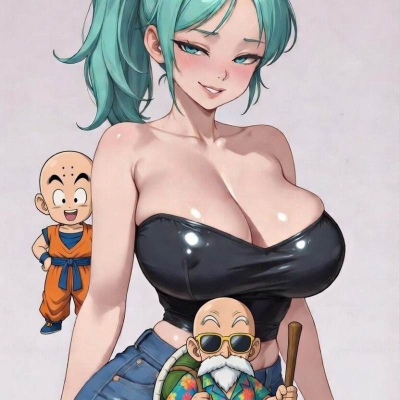 女戦闘員 ブルマ、部下2人 亀仙人、クリリン