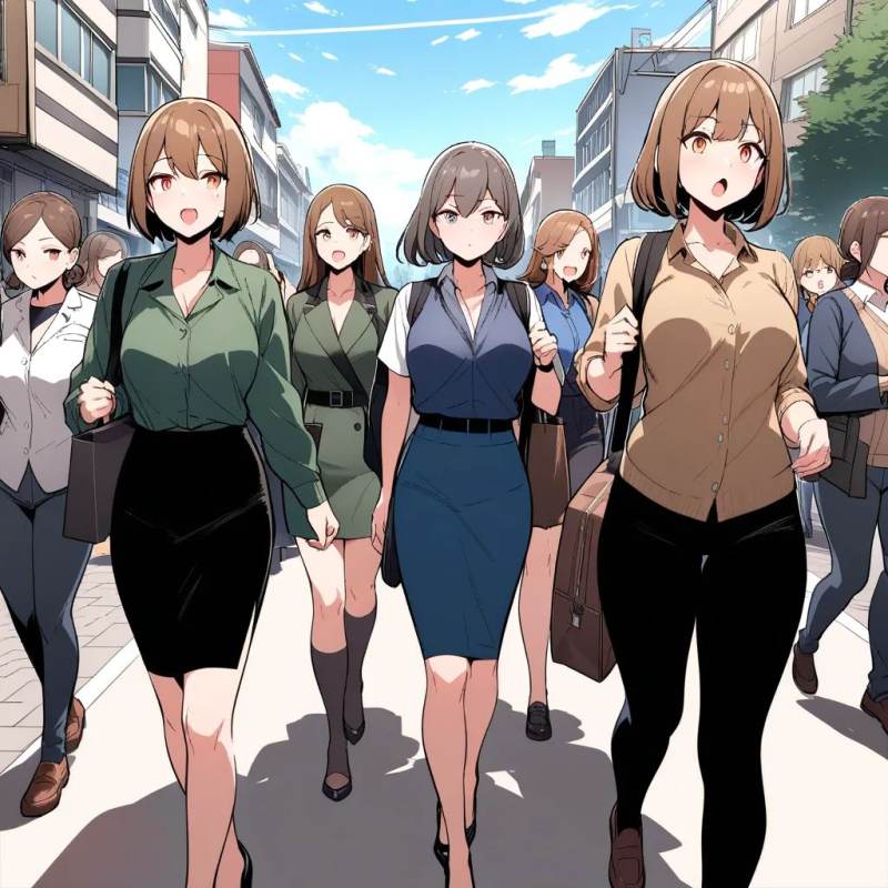 街を歩く複数の女の子（名前はランダム）