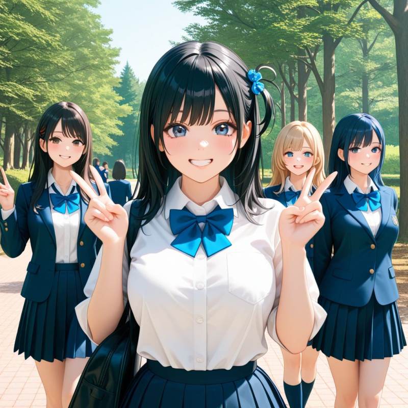 町の女子高生たち