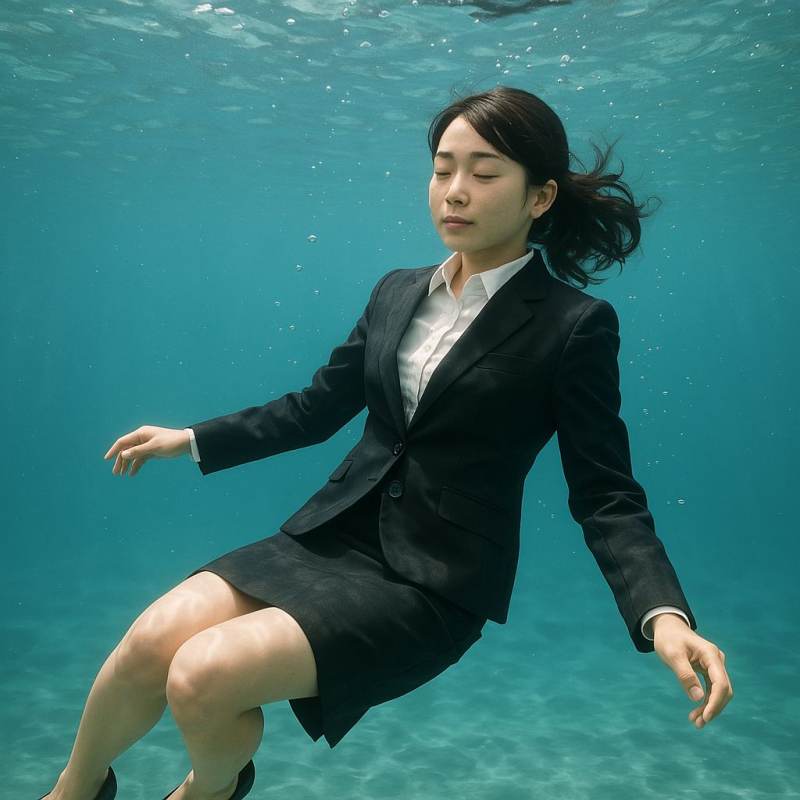 社会で溺れる女