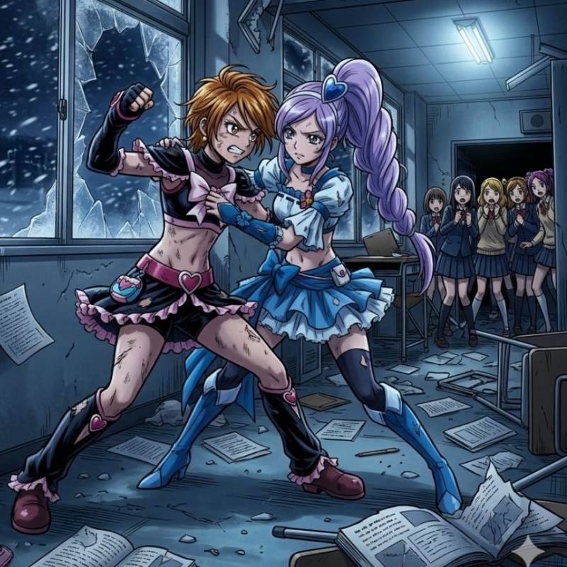 미스미 나기사 몸싸움 VS 큐어 베리 몸싸움 레슬링