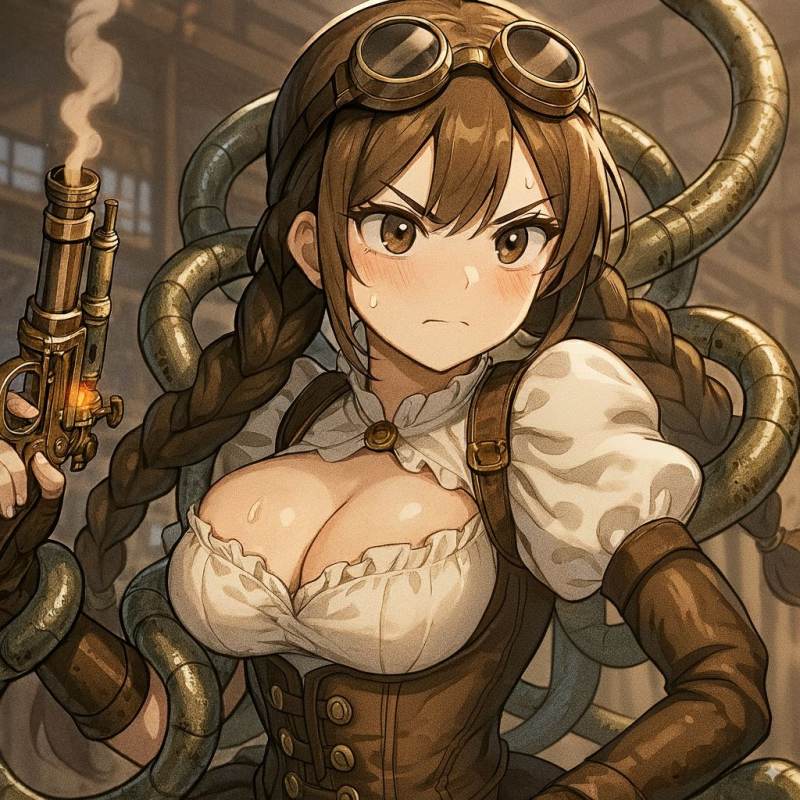 機械に立ち向かう少女