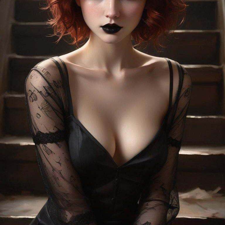 goth girl  in the stairwell